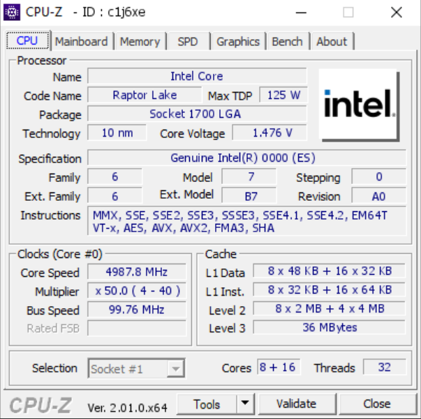 英特尔酷睿 i9-13900K 处理器曝光，搭配低端 DDR4 内存拿下 CPU-Z 单核跑分第一