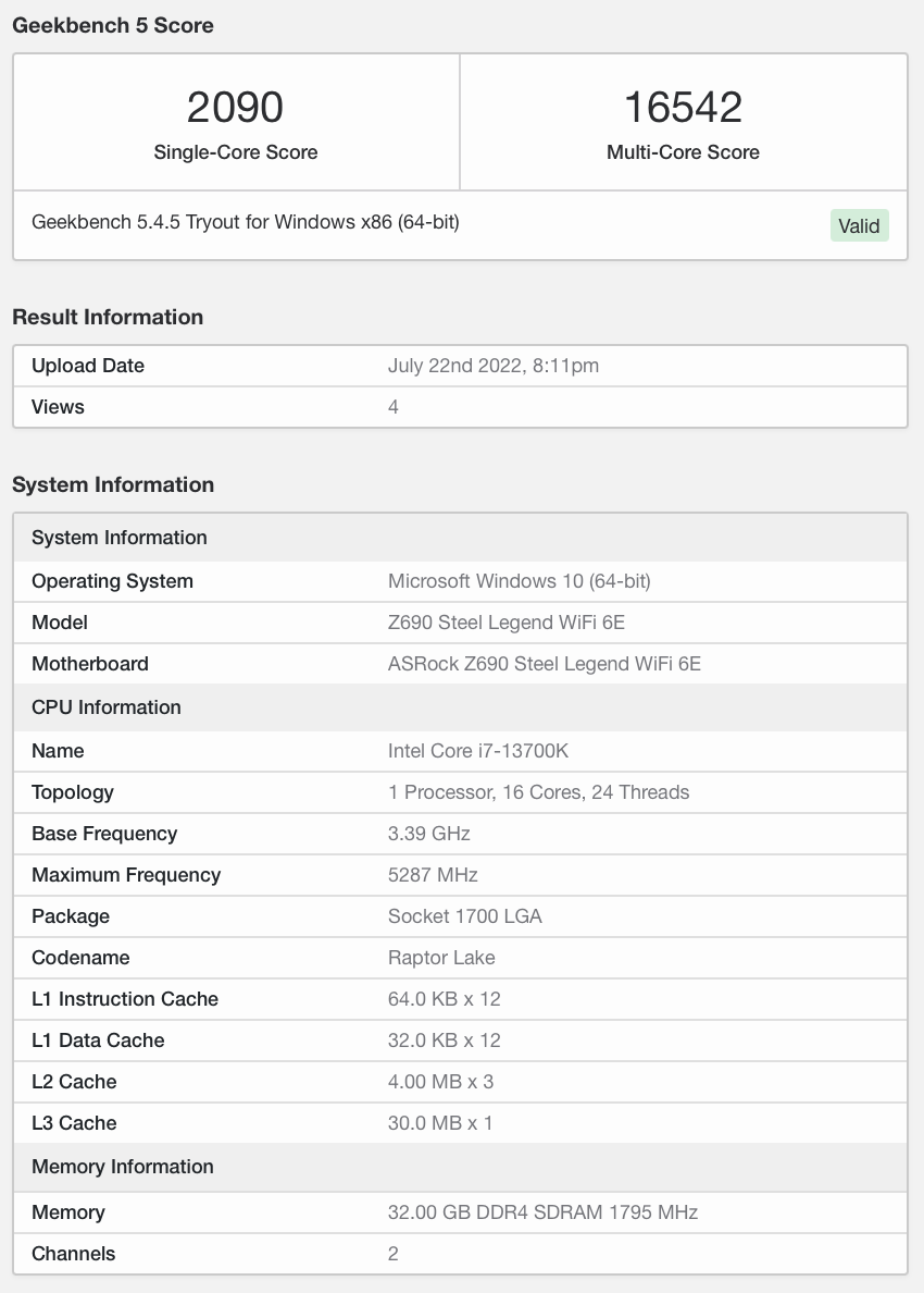 英特尔 i7-13700K 现身：16 核 24 线程 5.3GHz，规格超 i9-12900K